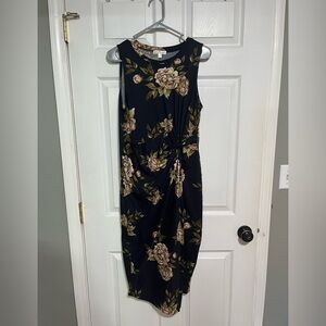 Floral Sleeveless Faux Wrap Dress